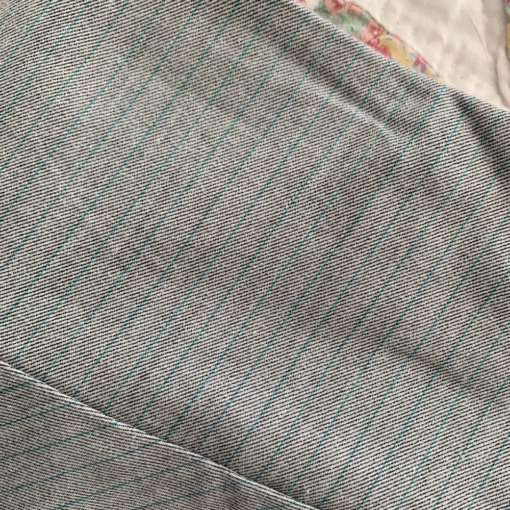 Functional work skort with blue pinstripes